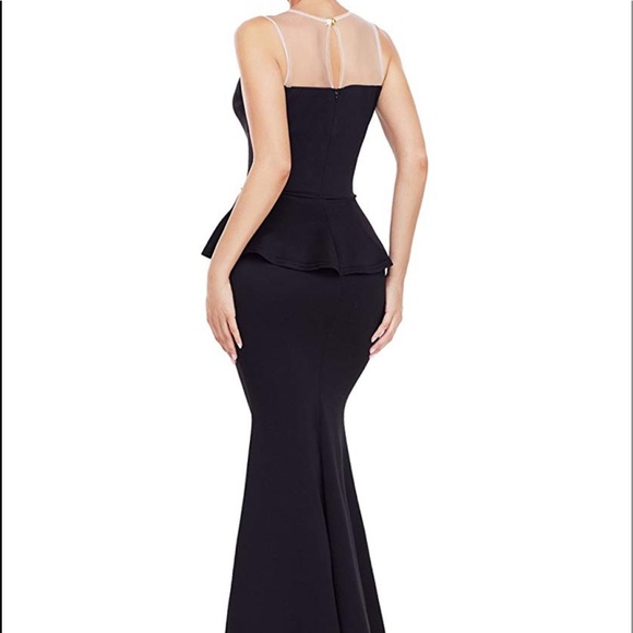 Black peplum maxi with nude mesh top - Picture 4 of 8